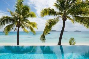 The daytime view of the One Bedroom Sunset Villa pool at Kokomo Private Island Fiji